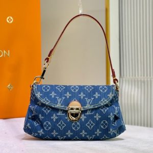 LV Louis Vuitton high quality denim pattern embroidery decorated simple handbag 26x17x7CM LB143