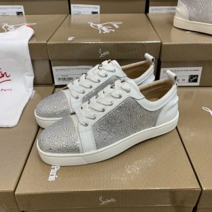 christianlouboutin white suede calf leather crystal sneakers SH134