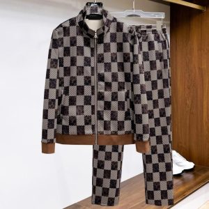 Louis Vuitton high quality Checked Brown Long tracksuits FZ281
