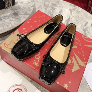 Christian Louboutin Women Square Toe Flat Cowhide Women Shoes Leather High Heeled Business Formal Casual Shoes SH145