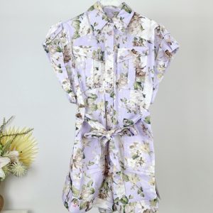 Zimmermann best quality Acacia Floral Linen Pocket Romper FZ302
