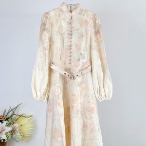 Zimmermann best quality Crush Buttoned Midi Dress FZ304
