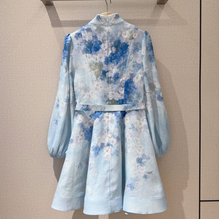 Zimmermann Crystal Buttons Blue Flower Dress-2