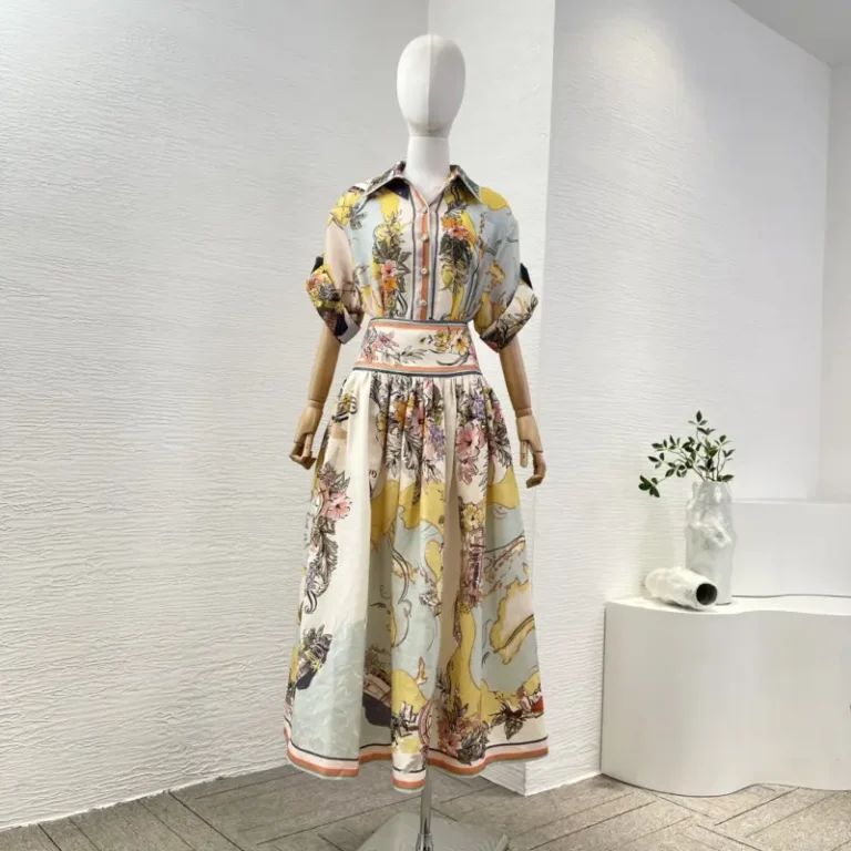 Zimmermann best qualityTallow Midi Skirt Tallow Relaxed Shirt suit-1