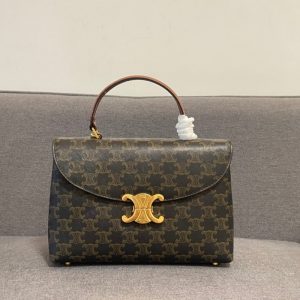 Celine High Quality Woman Leather Arc de Triomphe Handbag Flap Bag Large Capacity Multiple Pockets 25.5x18.5x10cm LB097