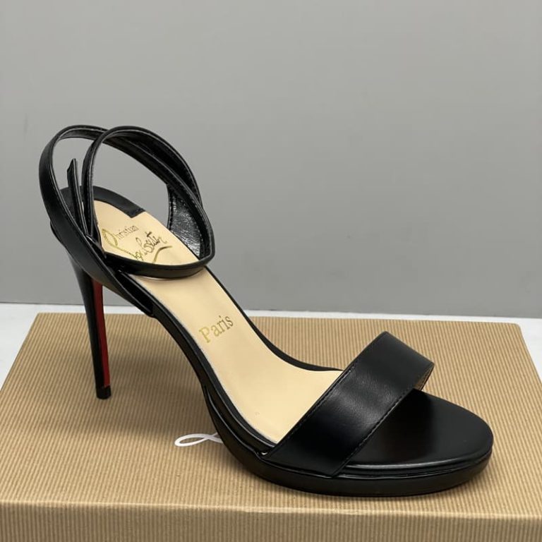 christian louboutin SandalsNappa leather Black high heels Loubi Queen 12CM SH051