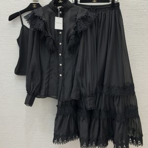ZIMMERMANN Three-piece Suit Shirt Suspenders Skirt High Quality FZ012