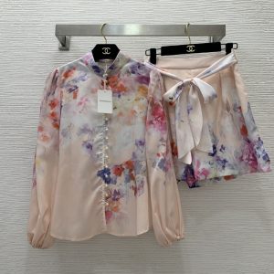 ZIMMERMANN Colorful Flower Print Elegant Two-piece Suit High Quality FZ013