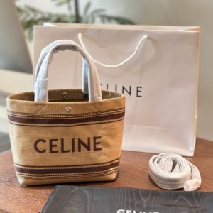 Celine High Quality Woman Leather Raffia Mini Tote Crossbody Bag 22cm LB101
