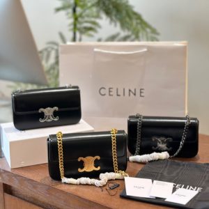 Celine High Quality Woman Leather Triomphe Shoulder Bag Lacquered Cowhide Chain 20x10x4cm LB096