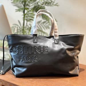 Celine High Quality Woman Leather Shopping Bag Embossed Logo Open Pocket 45cm LB100