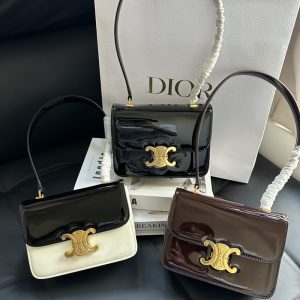 Celine High Quality Woman Patent Leather Flap Handbag Small Capacity 18.5x13x7cm LB098
