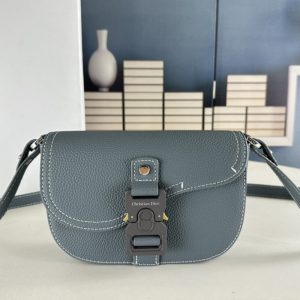 Dior High quality Men Cowhide Saddle Bag Stitching Letters Handbag Crossbody Bag 20x13x5cm LB075