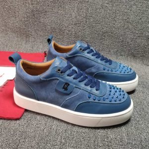 Christian Louboutin top quality suede calf blue spikes sneakers SH139