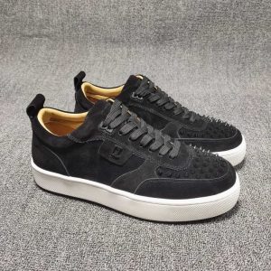 Christian Louboutin top quality suede calf black sneaker spikes SH136