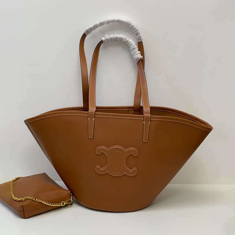 CELINE Women handbag leather crossbody bag fan shaped shopping bag-1