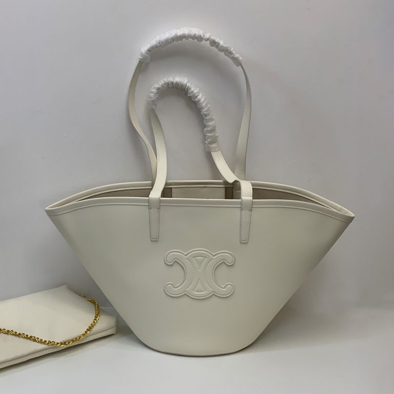 CELINE Women handbag leather crossbody bag fan shaped shopping bag-2