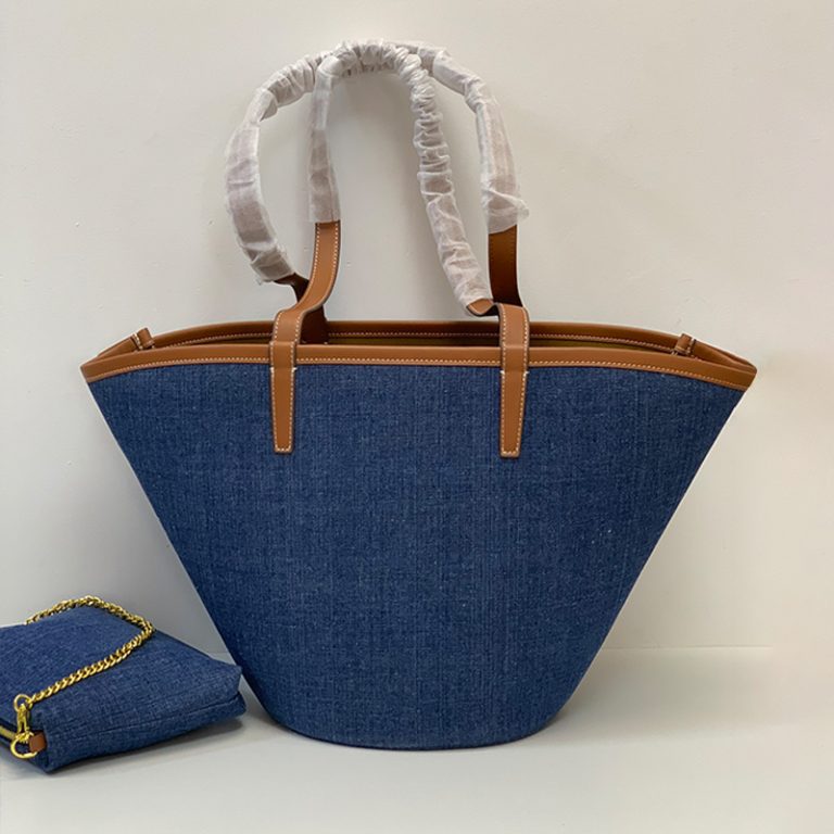 CELINE Women handbag leather crossbody bag fan shaped shopping bag-5