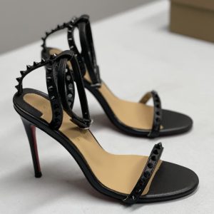 Christian Louboutin Shoes Rivets Luxury Leather Women Pointed Toe High Heeled Sandals Ladies Sexy High Heels Black Party Wedding Dress Shoes SH044