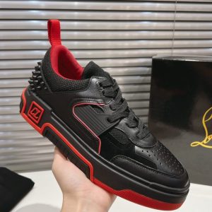 Christian Louboutin Men Women Loubishark leather Red Black rivets sneakers SH113