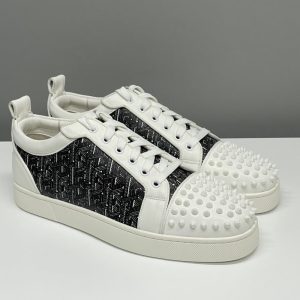 Christian Louboutin White Rivet Casual Shoes Leather Men Women SH115