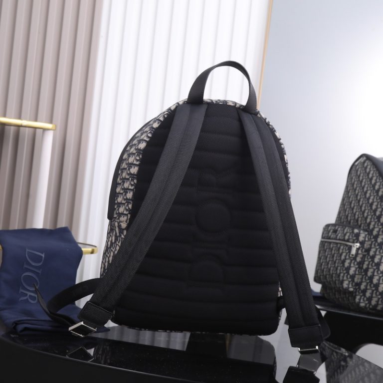 Dior Best Quality Men Backpack Blue Black Print Large Capacity Wide Adjustable Shoulder Straps 30x42x15cm LB257 (Copy) (1)