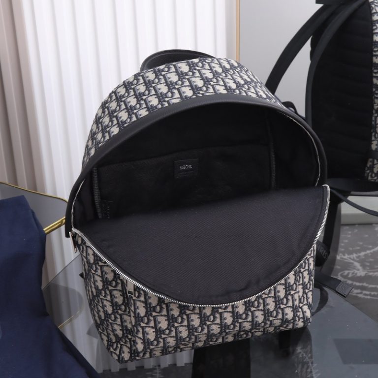 Dior Best Quality Men Backpack Blue Black Print Large Capacity Wide Adjustable Shoulder Straps 30x42x15cm LB257 (Copy) (4)