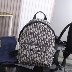 Dior Best Quality Men Backpack Blue Black Print Large Capacity Wide Adjustable Shoulder Straps 30x42x15cm LB257