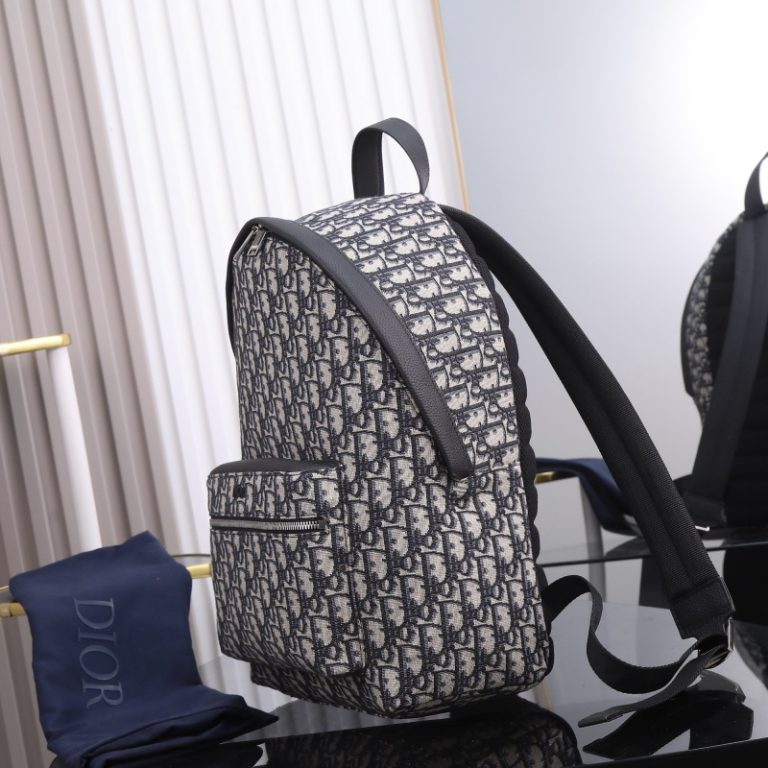 Dior Best Quality Men Backpack Blue Black Print Large Capacity Wide Adjustable Shoulder Straps 30x42x15cm LB257 (Copy) (7)