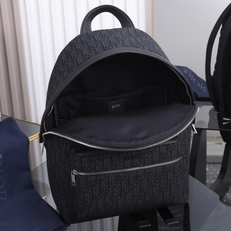 Dior Best Quality Men Backpack Blue Black Print Large Capacity Wide Adjustable Shoulder Straps 30x42x15cm LB258 (3)
