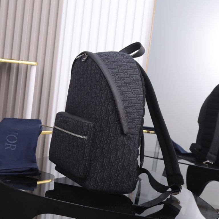 Dior Best Quality Men Backpack Blue Black Print Large Capacity Wide Adjustable Shoulder Straps 30x42x15cm LB258 (5)
