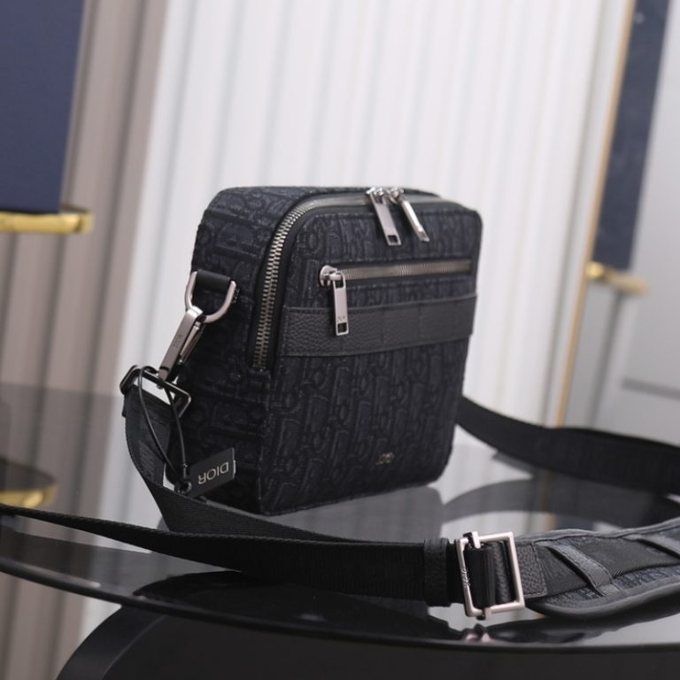 Dior Best Quality Men Safari Messenger Bag Black Lettering CHRISTIAN DIOR Shoulder Strap 22x15x6cm LB256 (3)