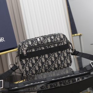 Dior Best Quality Men Safari Messenger Bag Blue Lettering CHRISTIAN DIOR Shoulder Strap 22x15x6cm LB255