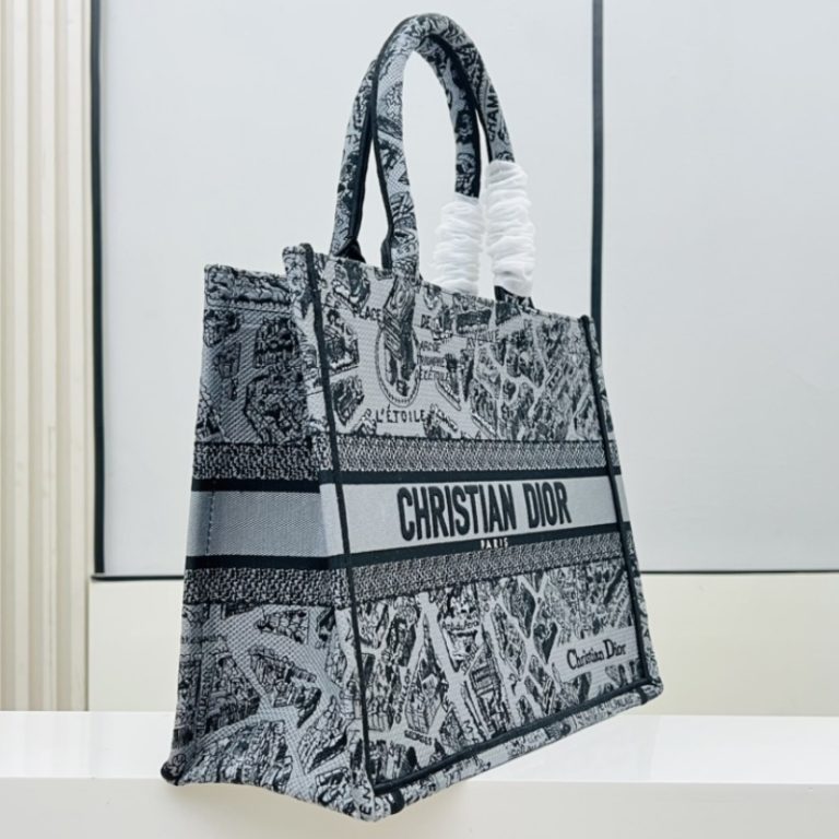 Dior Best Quality Women Thick Thread Embroidery Tote Bag Large Capacity Handbag 36x27x16cm LB261 (2)