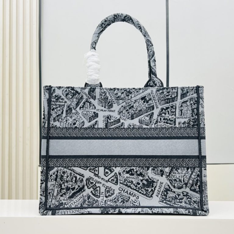 Dior Best Quality Women Thick Thread Embroidery Tote Bag Large Capacity Handbag 36x27x16cm LB261 (4)