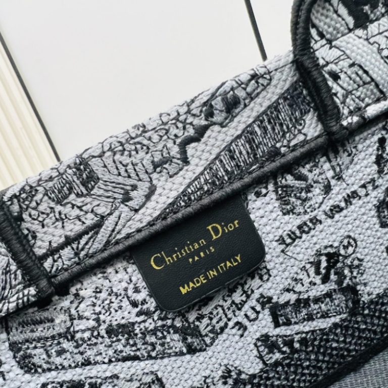 Dior Best Quality Women Thick Thread Embroidery Tote Bag Large Capacity Handbag 36x27x16cm LB261 (5)