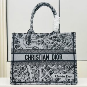 Dior Best Quality Women Thick Thread Embroidery Tote Bag Large Capacity Handbag 36x27x16cm LB261