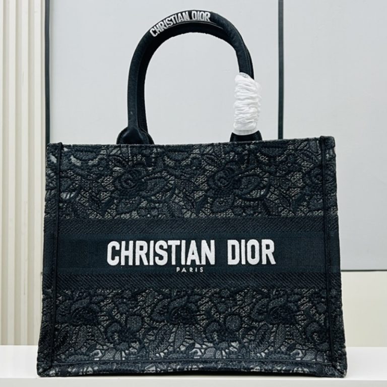 Dior Best Quality Women Thick Thread Embroidery Tote Bag Large Capacity Handbag 36x27x16cm LB261 (7)