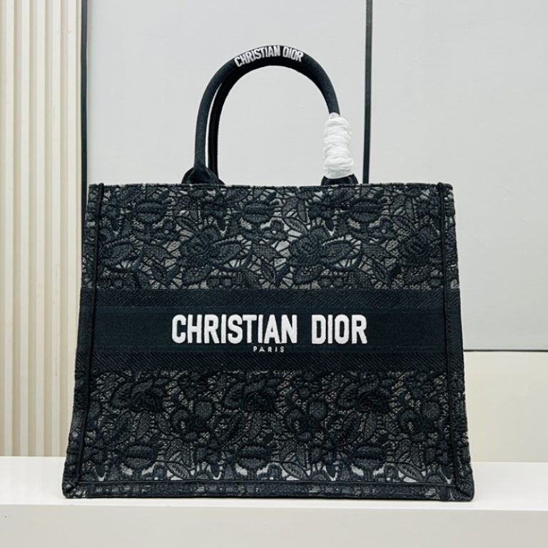 Dior Best Quality Women Thick Thread Embroidery Tote Bag Large Capacity Handbag 42x35x18