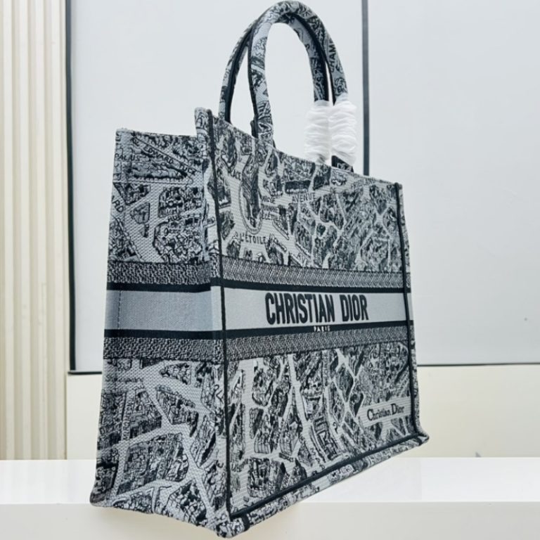 Dior Best Quality Women Thick Thread Embroidery Tote Bag Large Capacity Handbag 42x35x18