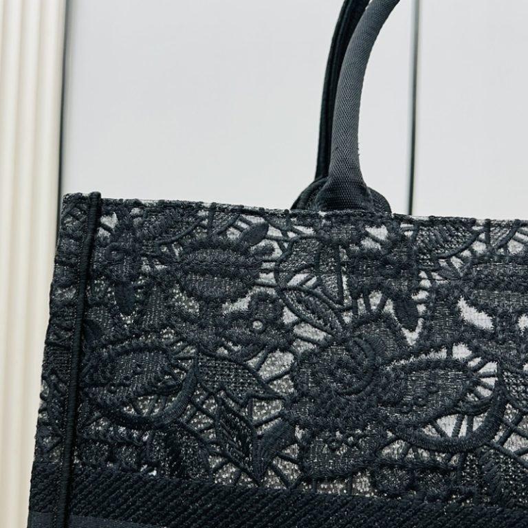 Dior Best Quality Women Thick Thread Embroidery Tote Bag Large Capacity Handbag 42x35x18