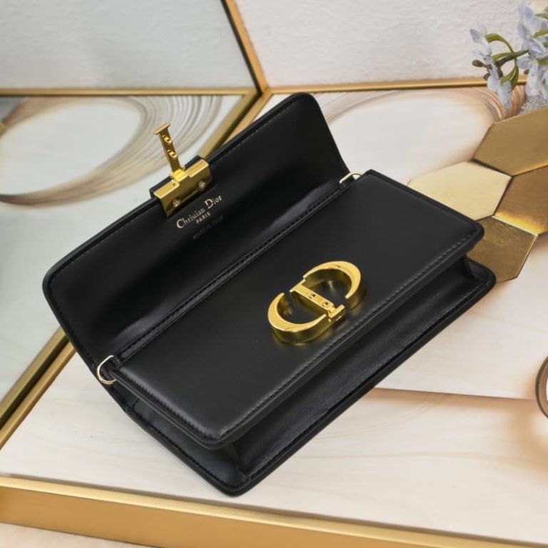 Dior High Quality Flap Design WomenWallet Shoulder Bag Crossbody Bag Carefully crafted in black smooth cowhide leather-11