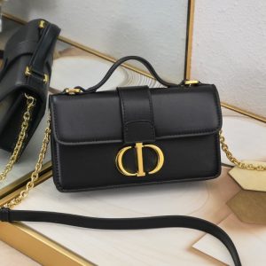 Dior High Quality Flap Design WomenWallet Shoulder Bag Crossbody Bag Carefully crafted in black smooth cowhide leather 20*10*4CM LB280