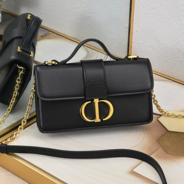 Dior High Quality Flap Design WomenWallet Shoulder Bag Crossbody Bag Carefully crafted in black smooth cowhide leather-7