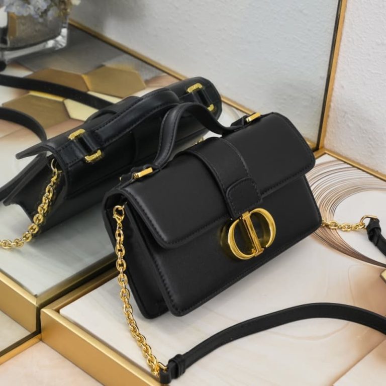 Dior High Quality Flap Design WomenWallet Shoulder Bag Crossbody Bag Carefully crafted in black smooth cowhide leather-9