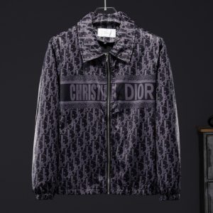 Dior High Quality Men Black Purple Letter Zipper Full Logo Printed Jacket FZ267