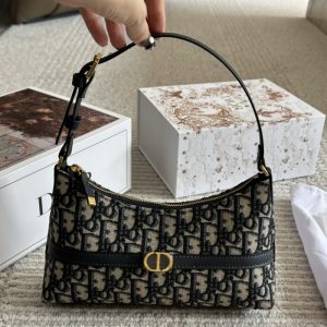Dior High-quality Women Leather Shoulder Bag Wallet Handbag Tote Black Brown 24*14CM LB274