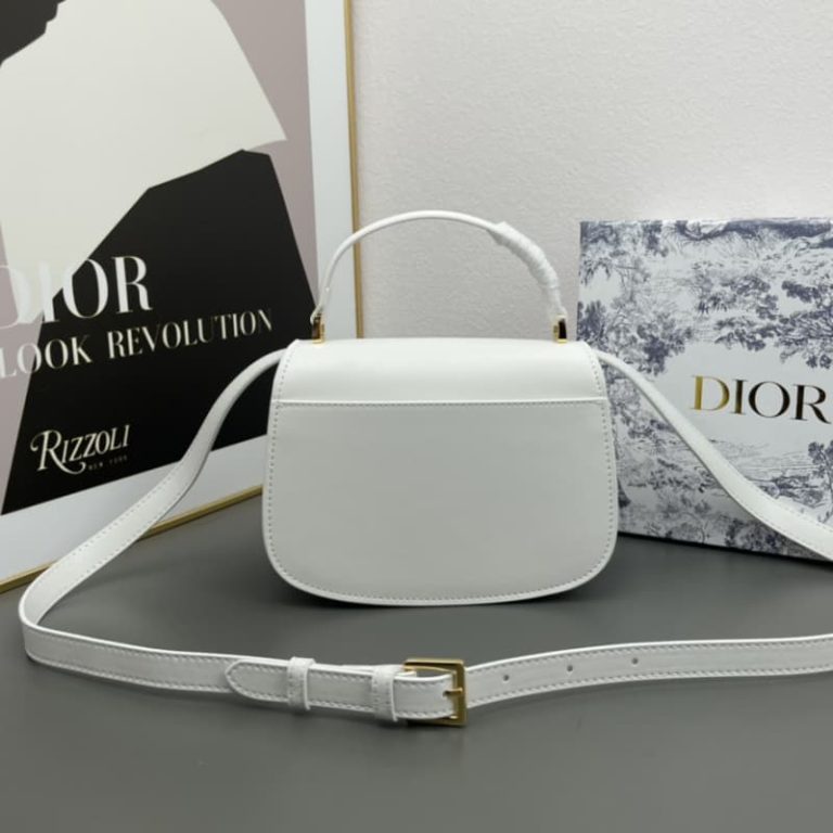 Dior High-quality Women Shoulder Bag Crossbody Bag Metal Plaque Magnetic Flap Design Black White Almond-2