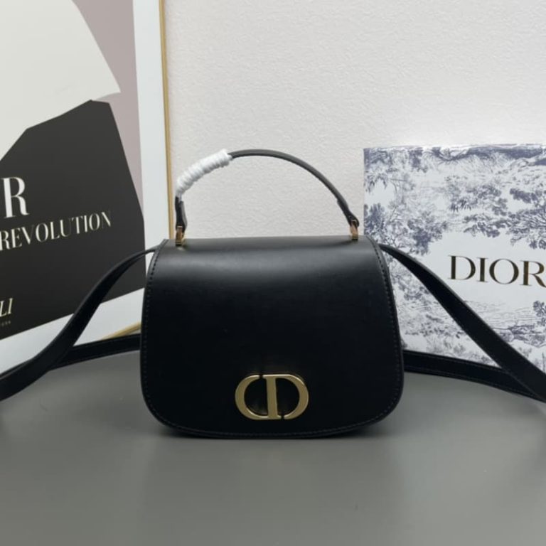 Dior High-quality Women Shoulder Bag Crossbody Bag Metal Plaque Magnetic Flap Design Black White Almond-5