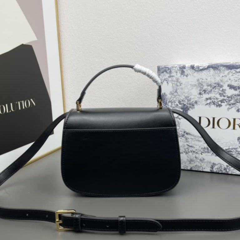 Dior High-quality Women Shoulder Bag Crossbody Bag Metal Plaque Magnetic Flap Design Black White Almond-6